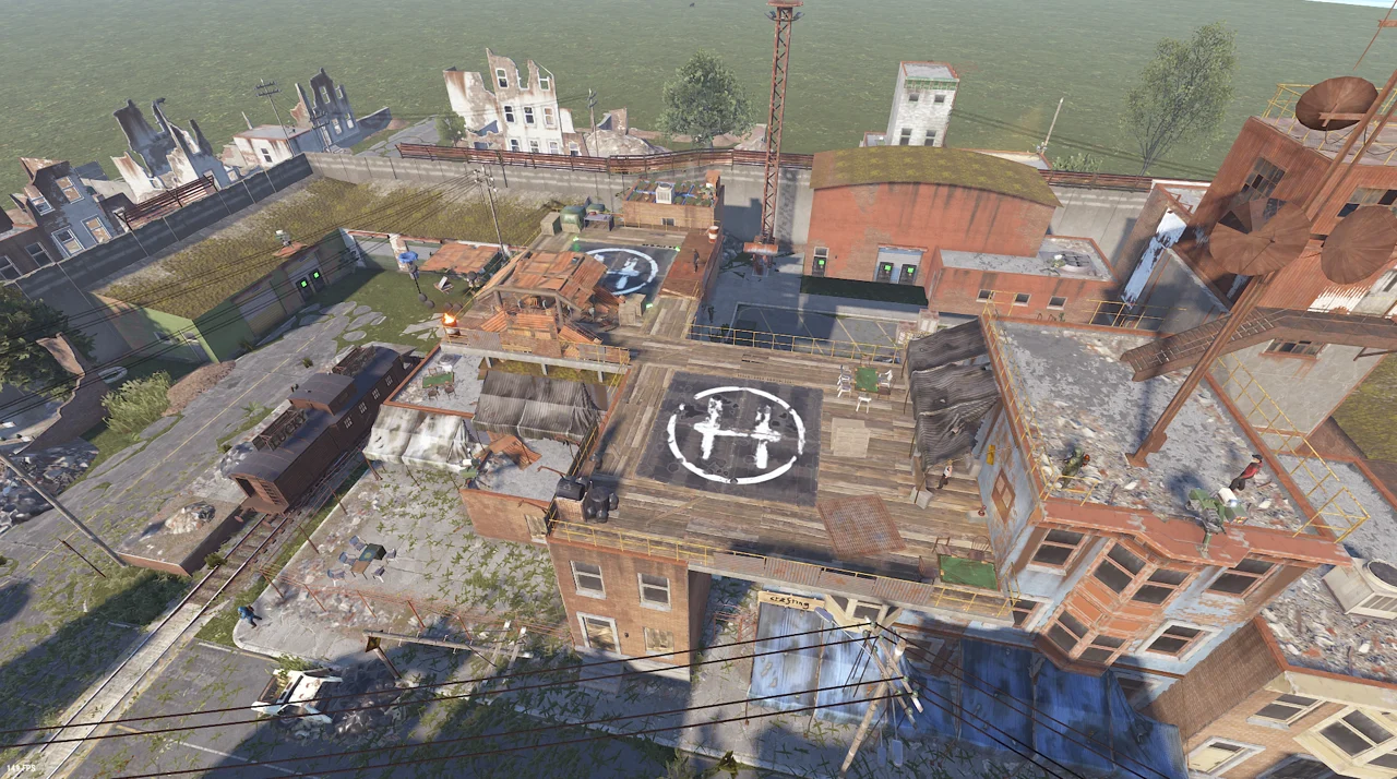 The Combined Outpost custom Rust prefab up close
